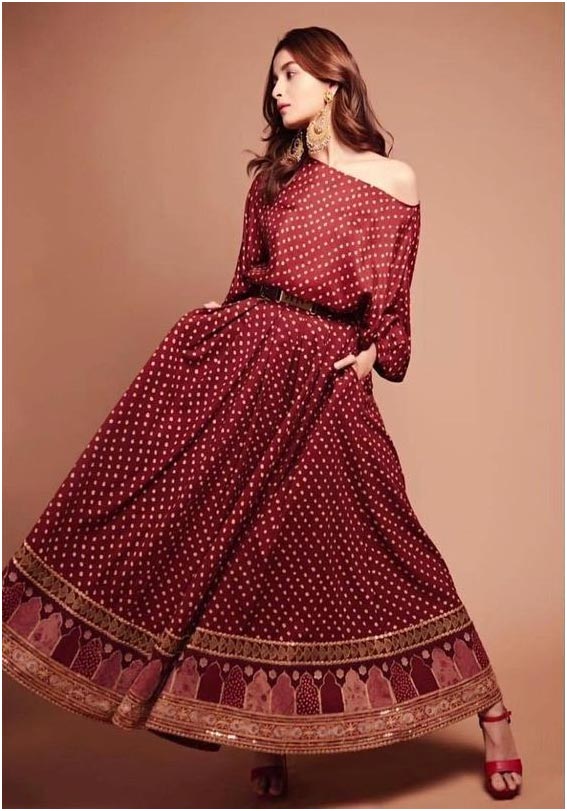 alia bhatt maroon long kurti 