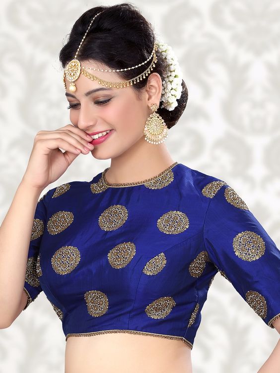 blue paded blouse