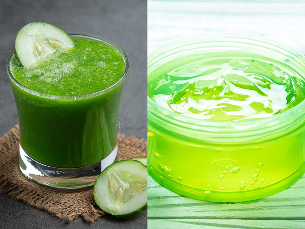 cucumber juice and aloe vera gel