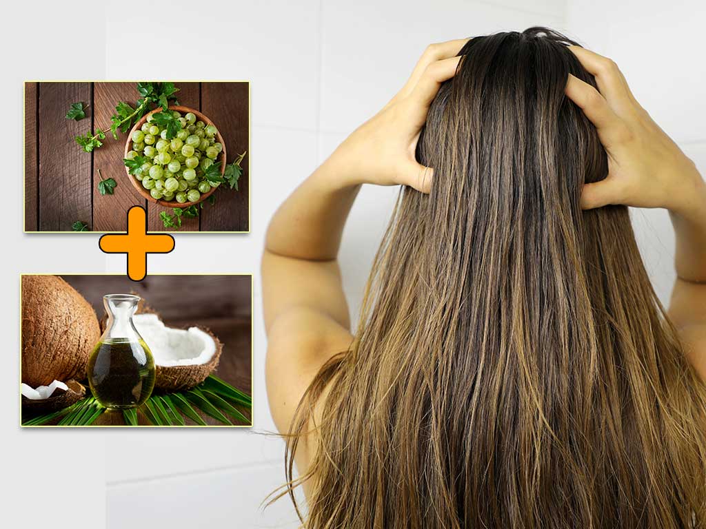 hair-massage with aamla juice and coconut oil