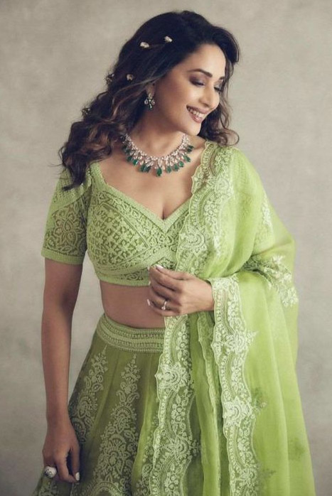 madhuri dixit green lehenga