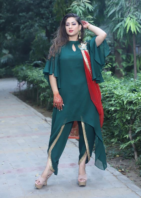 Asymmetrical Kurti And Tulip Pant