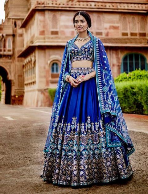 Blue Circular Lehenga