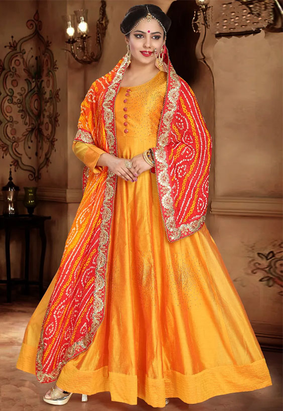 Chanderi Silk Abaya Suit