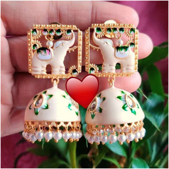 Elephant Style Hand Painted Jhumka