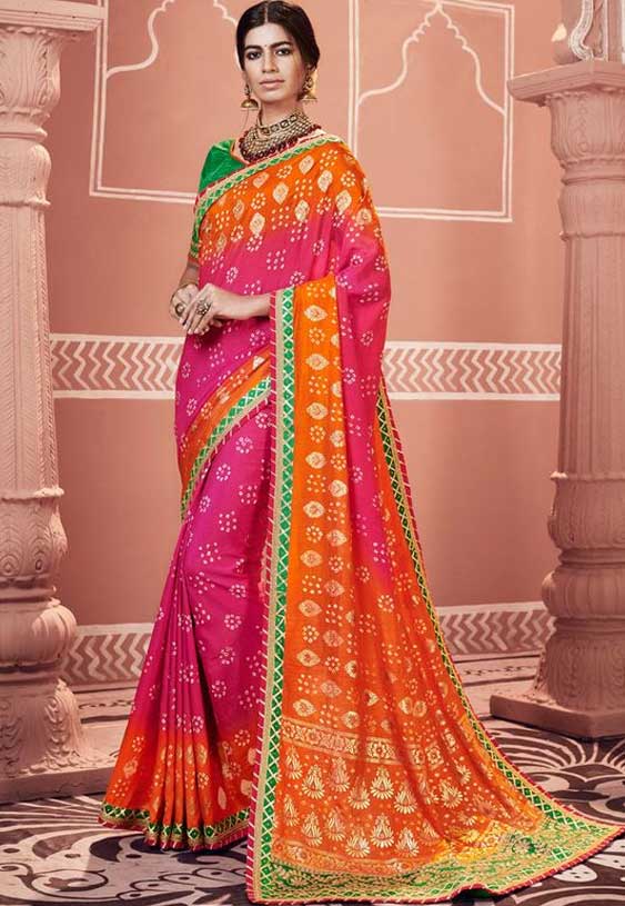 Faux georgette Multi Color Shaded Saree