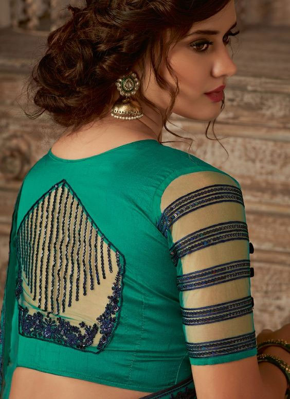 Green Back blouse Design