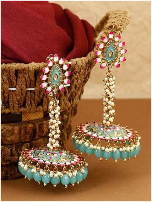 Long Chain Style Jhumka Design