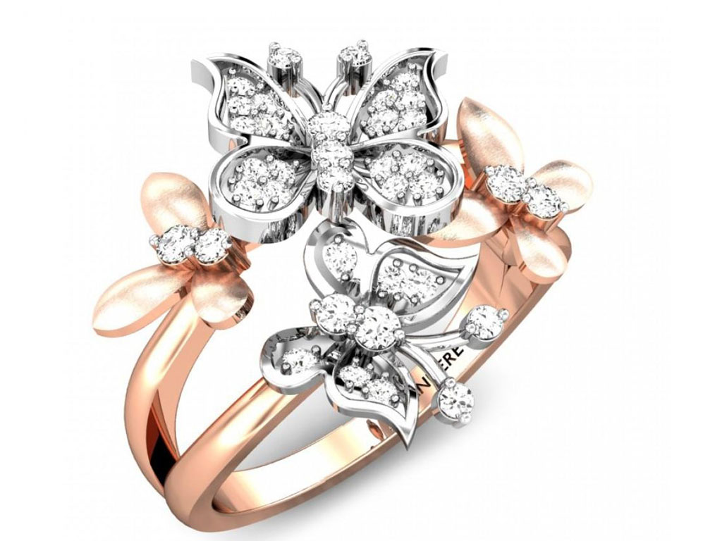 Orchid-Butterfly Diamond Ring