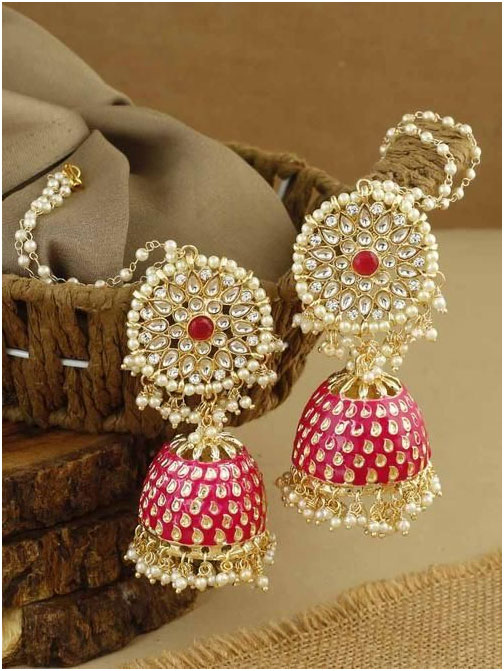 Pink Pearl Jhumka Design