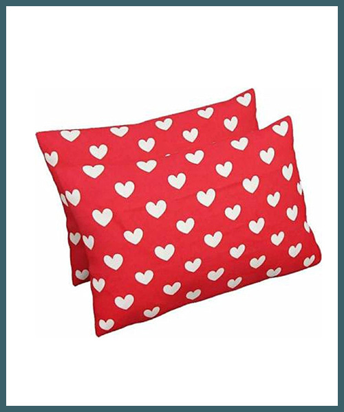  Red And White Heart Shape Pillow Cover