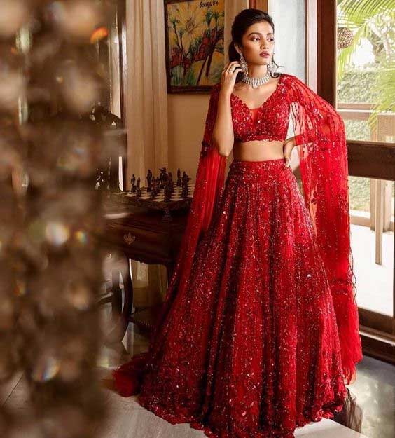 Red Blouse with Attached Dupatta