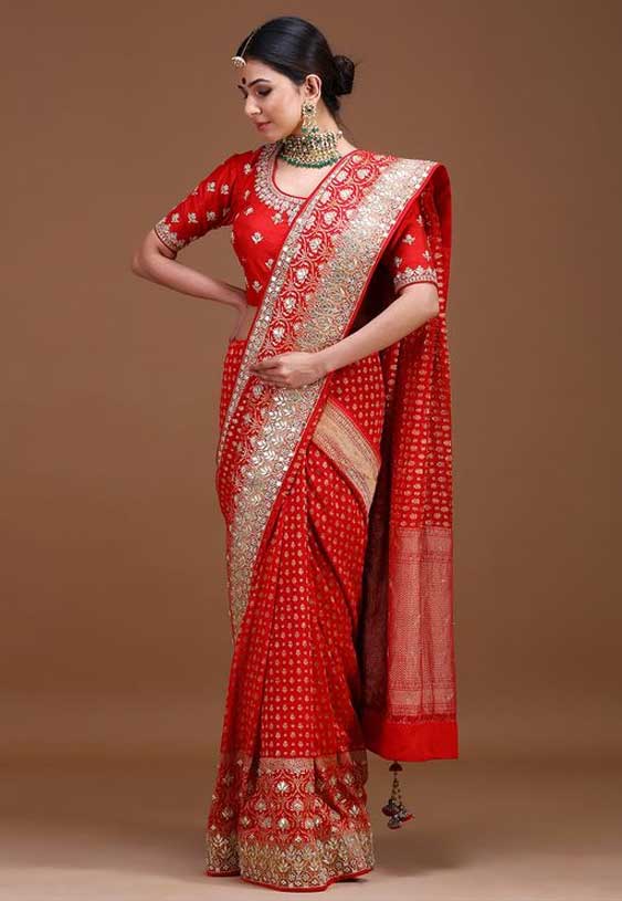 Red Festive Wear Saree