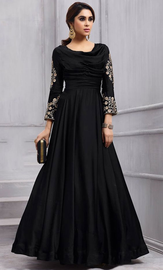 Taffeta Silk Black Anarkali