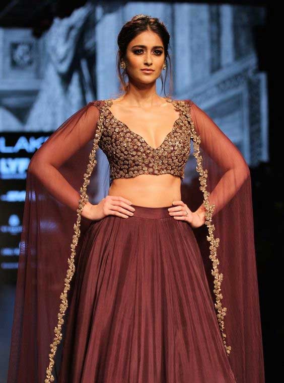 V-Neck Blouse with Attached Dupatta