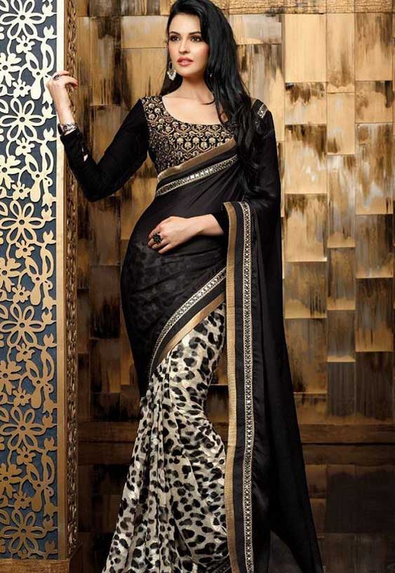 White And Black Saree