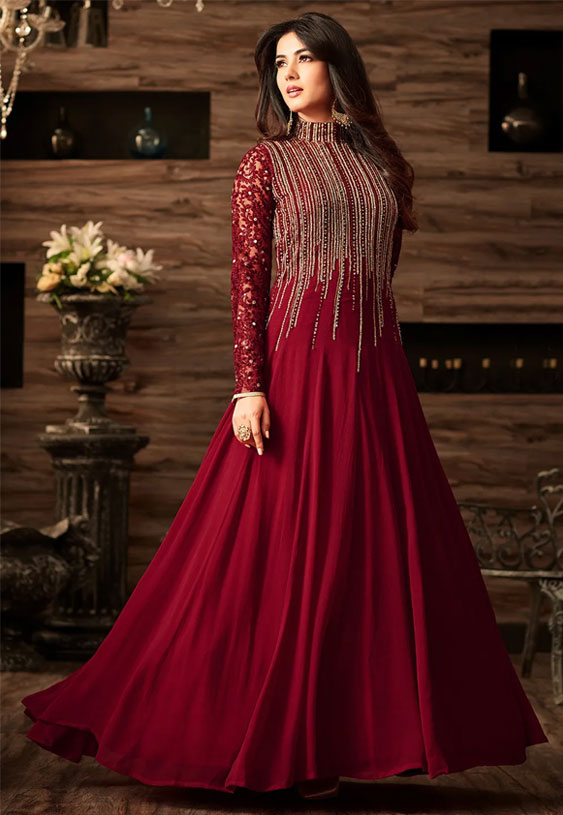 Abaya Style Suit in Maroon