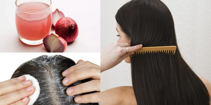 applying onion juice on hair