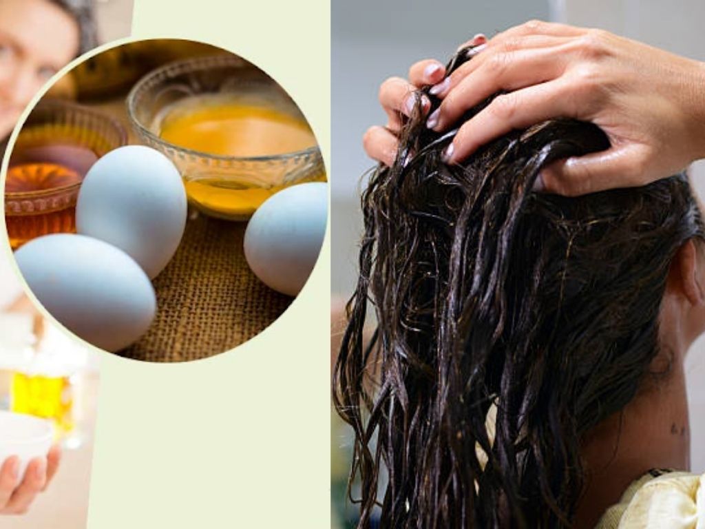 appying egg on hair