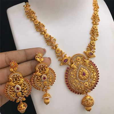 Gold Plated Necklace And Earrings