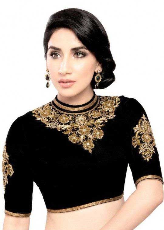 Black Jeweled Blouse Design 