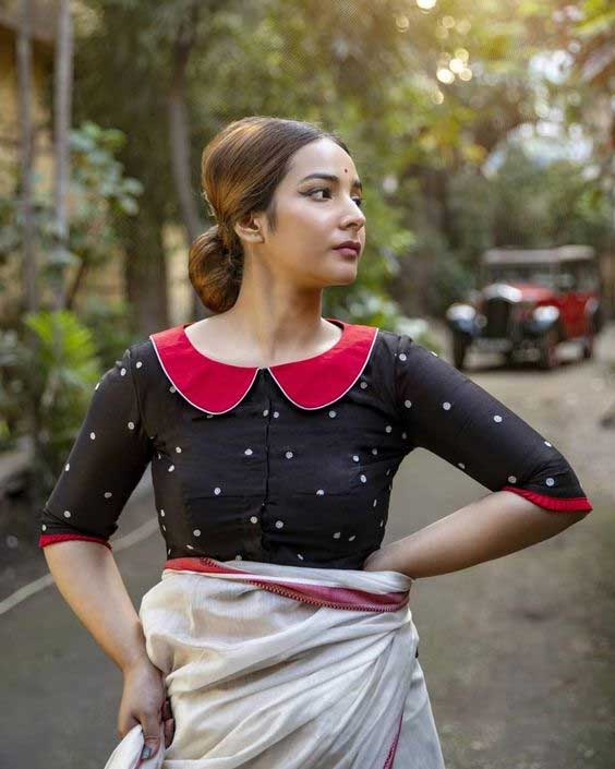 Black Peter Pan Blouse Design
