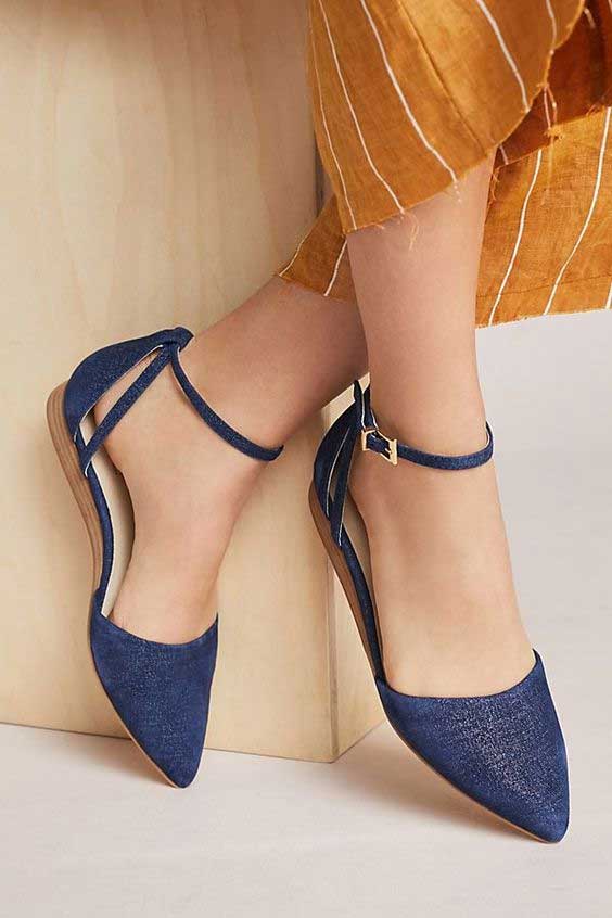 Blue Slingback Flats