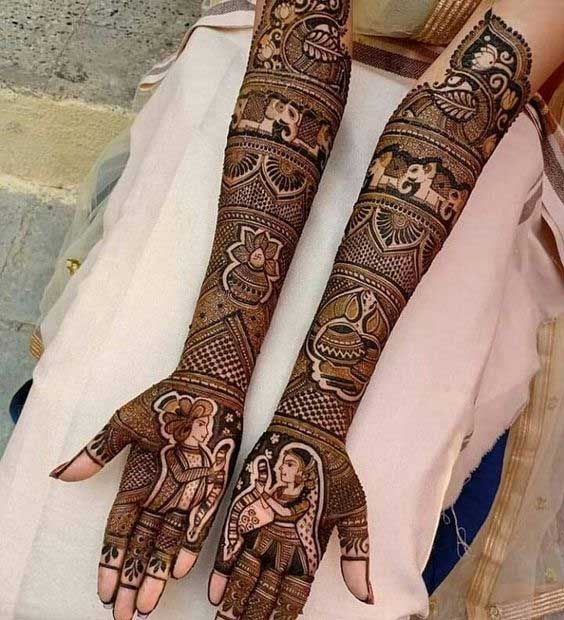 Bride and Groom Pattern Mehandi Design