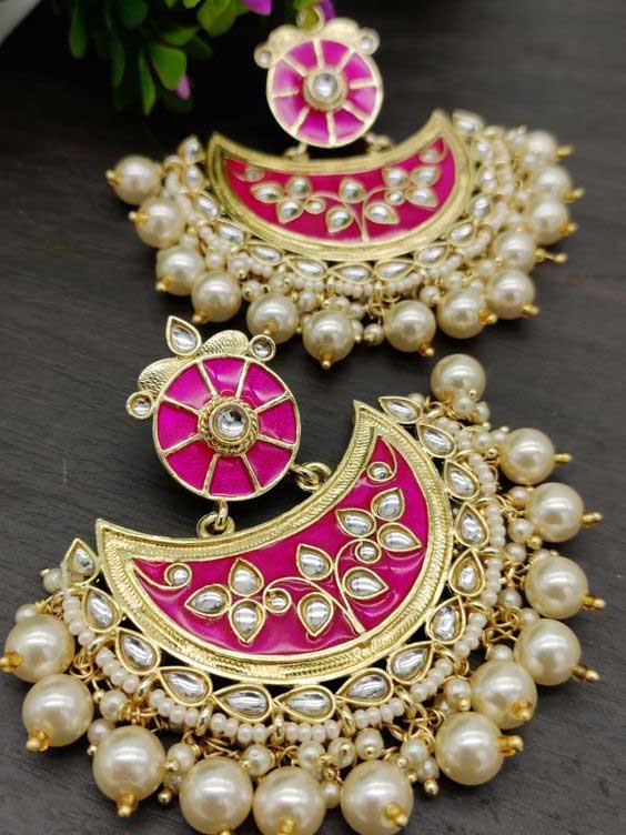 Chandbali Pearl Earrings