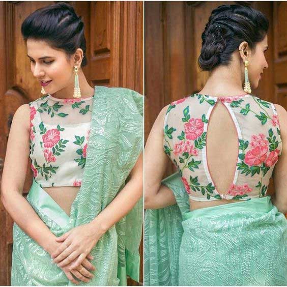 Floral Net Designer Blouse