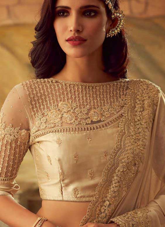 Golden Embroidered Semi Transparent Blouse