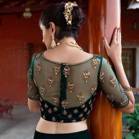 Green Net Blouse Design