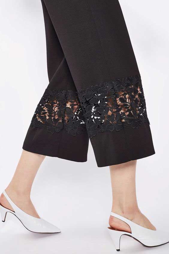 Lace Work Black Pant Style Salwar 