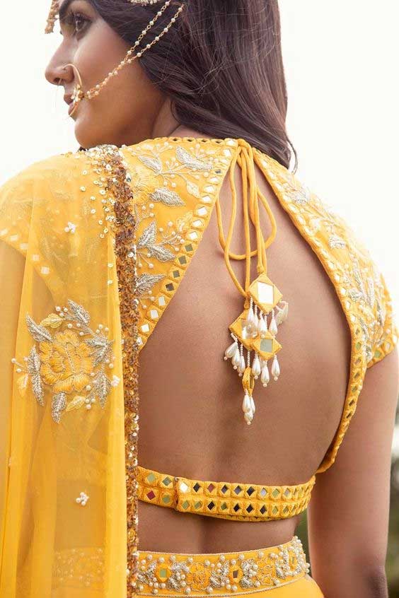 Latkan Design For Yellow Blouse