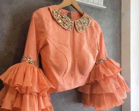 Peach Blouse With Peter Pan Collar
