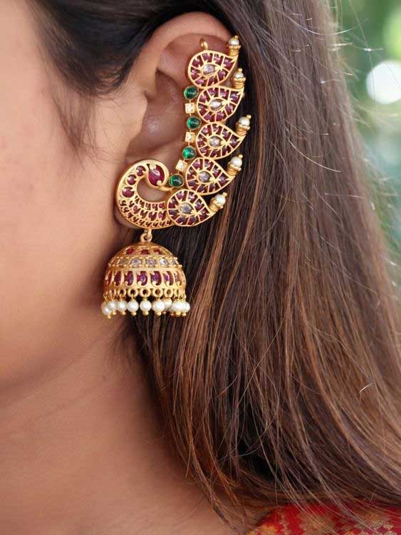 Peacock Ear Cuff Earrings
