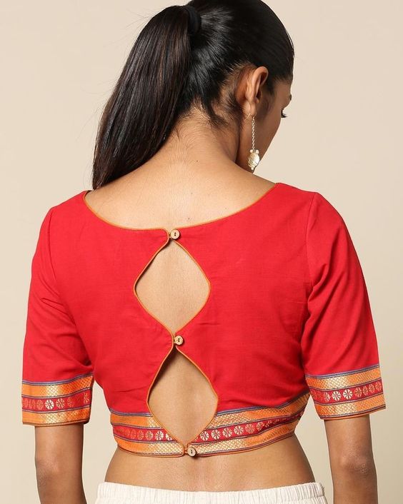 Red Back Blouse Design