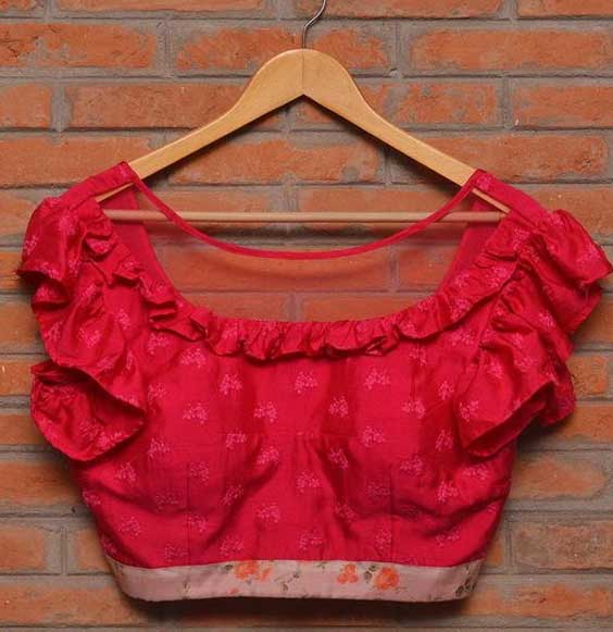 Red Frill Style Net Blouse