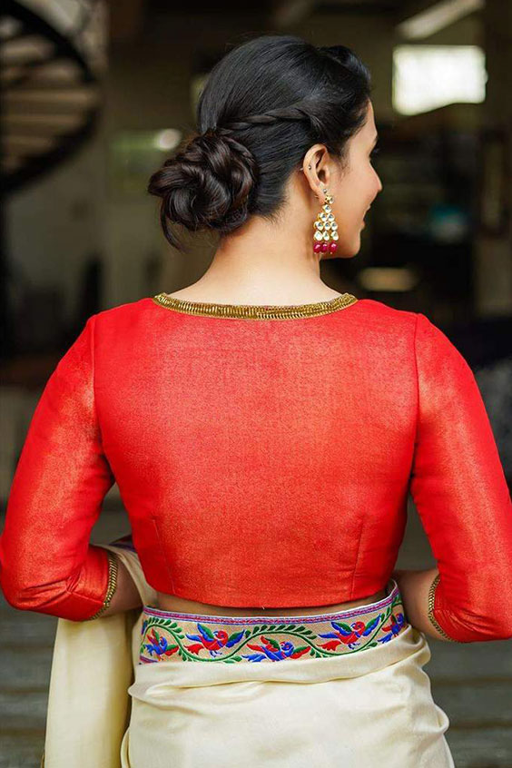 Red Gota Patti Blouse Back