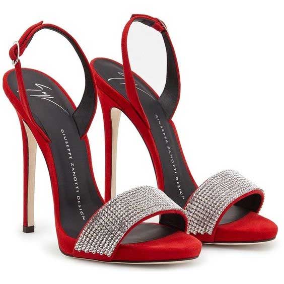  Red Heel With Crystal Work