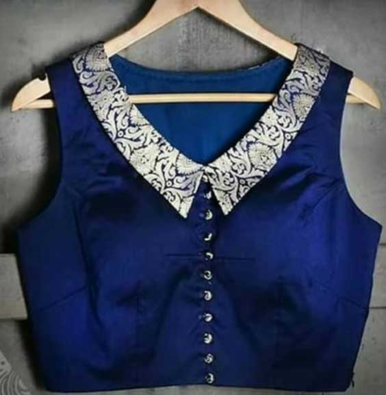 Royal Blue Peter Pan Collar Blouse Design