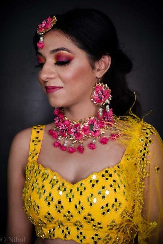Yellow Mirror Work Blouse