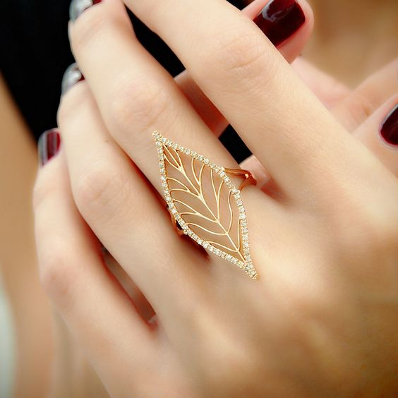  Leaf Shape Gold Ring