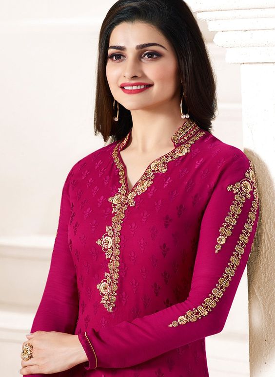 Collar Neck Rani Color Kurti