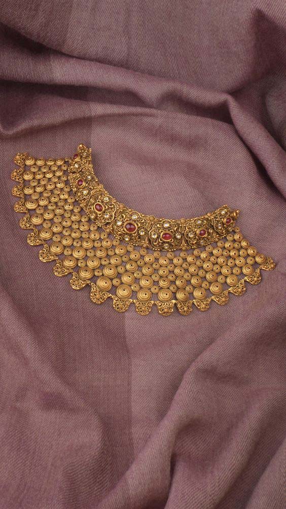 Contemporary Handmade Gold Necklace Set