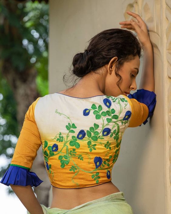Embroidered Back Blouse Design