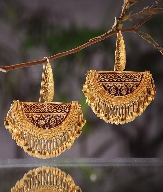 Golden Meenakari Design Earrings