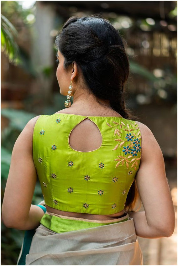 Green Back Blouse Design