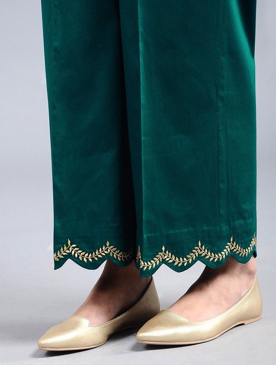 Green Cut Work Embroidered Palazzo 