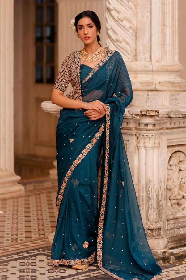 Organza Saree And Jacket Set 